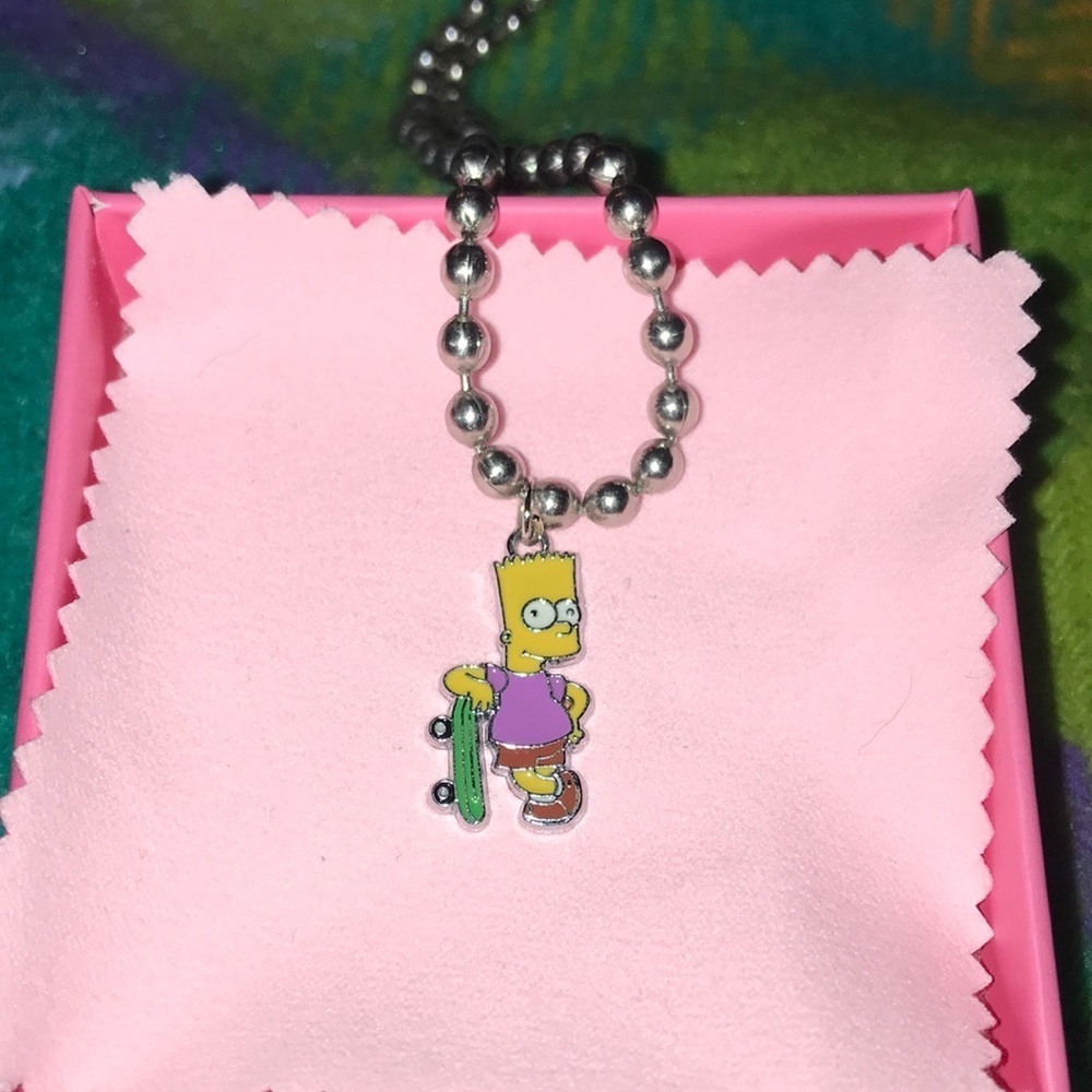 VINTAGE BART SIMPSON SKATER CHUNKY BALLCHAIN NECKLACE